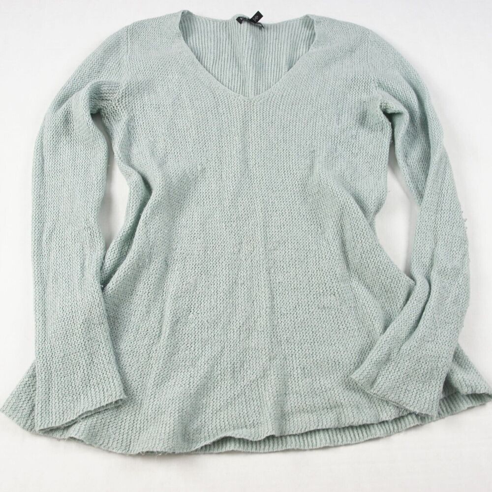 Eileen Fisher Waffle Knit Wool Blend Light Green Long Sleeve Sweater Sz XS